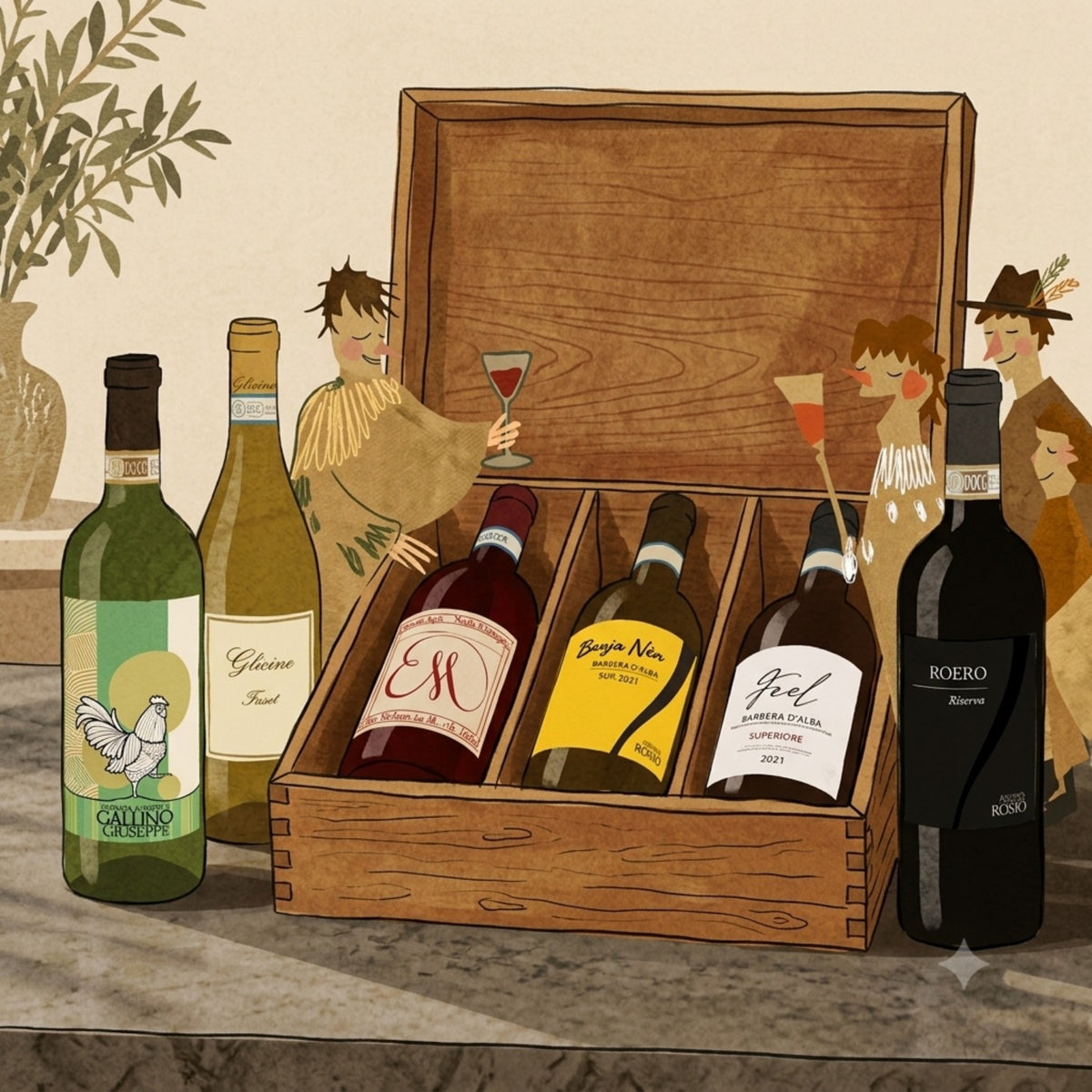 Box Scopri Trivino illustrata con sei bottiglie selezionate